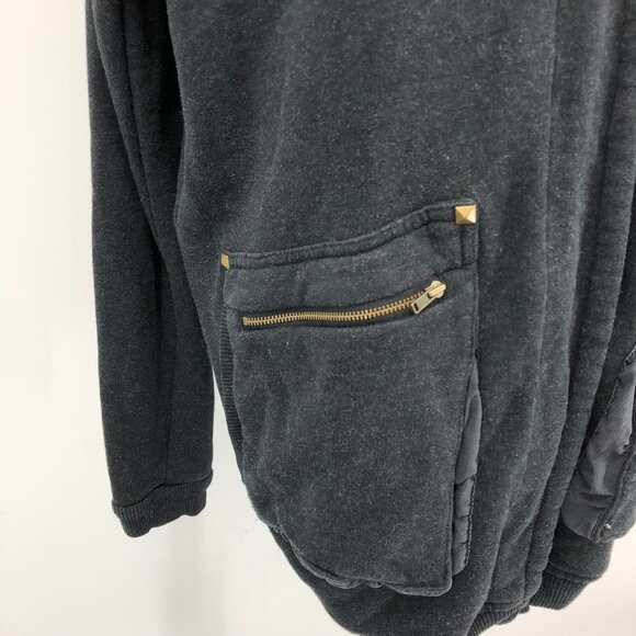 Wilfred Aritzia charcoal  grey Rousseau cocoon hooded cardigan zipper pockets - Picture 8 of 16